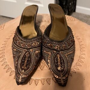 Brown Sparkly Kitten Heels